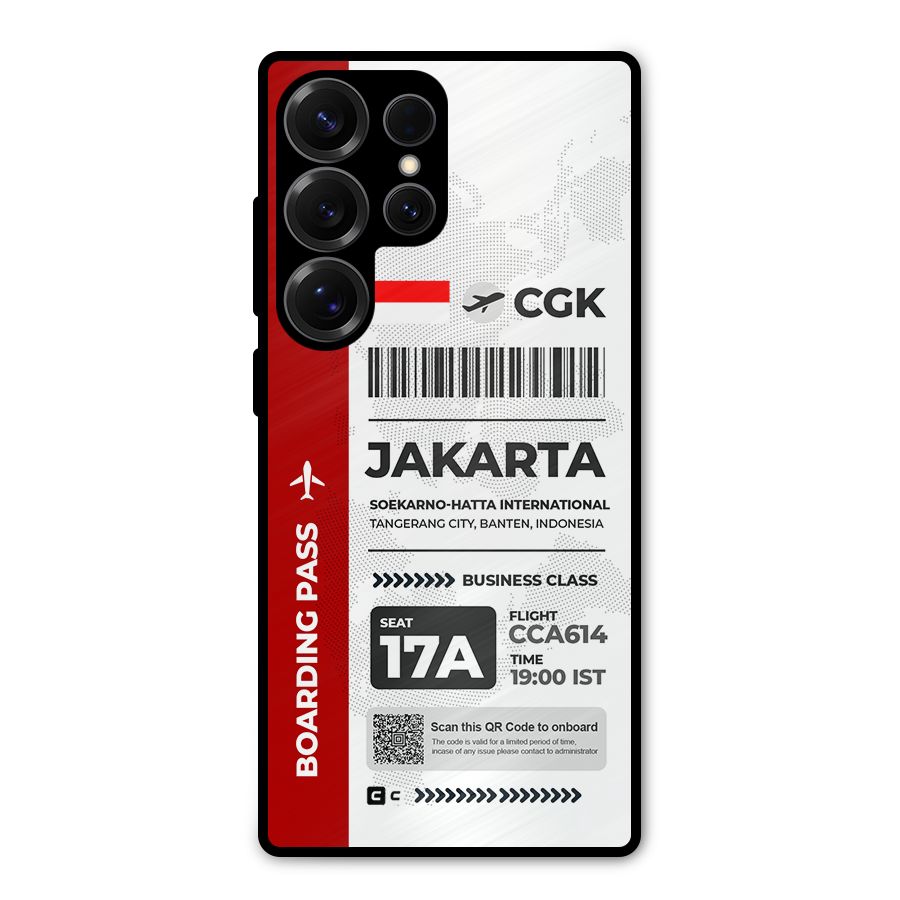 International Boarding Pass Jakarta Metal Back Case for Galaxy S25 Ultra