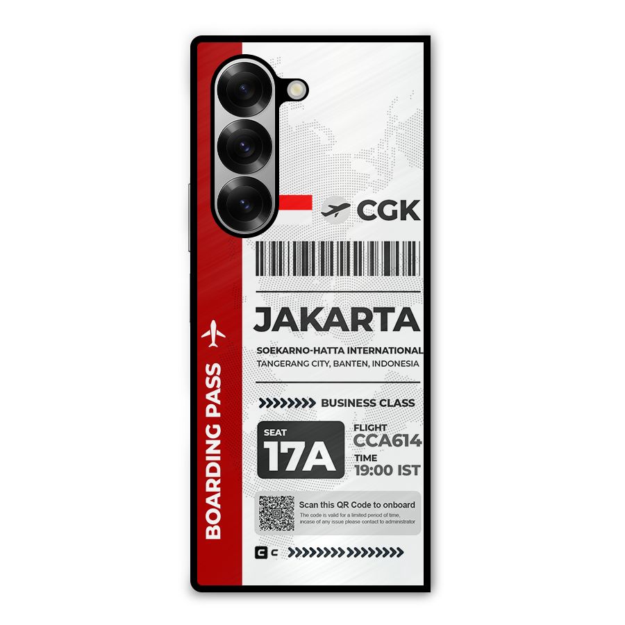 International Boarding Pass Jakarta Metal Back Case for Galaxy Z Fold6