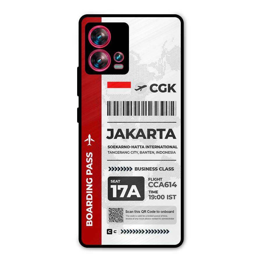 International Boarding Pass Jakarta Metal Back Case for Motorola Edge 30 Fusion