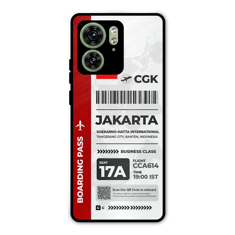 International Boarding Pass Jakarta Metal Back Case for Motorola Edge 40 5G