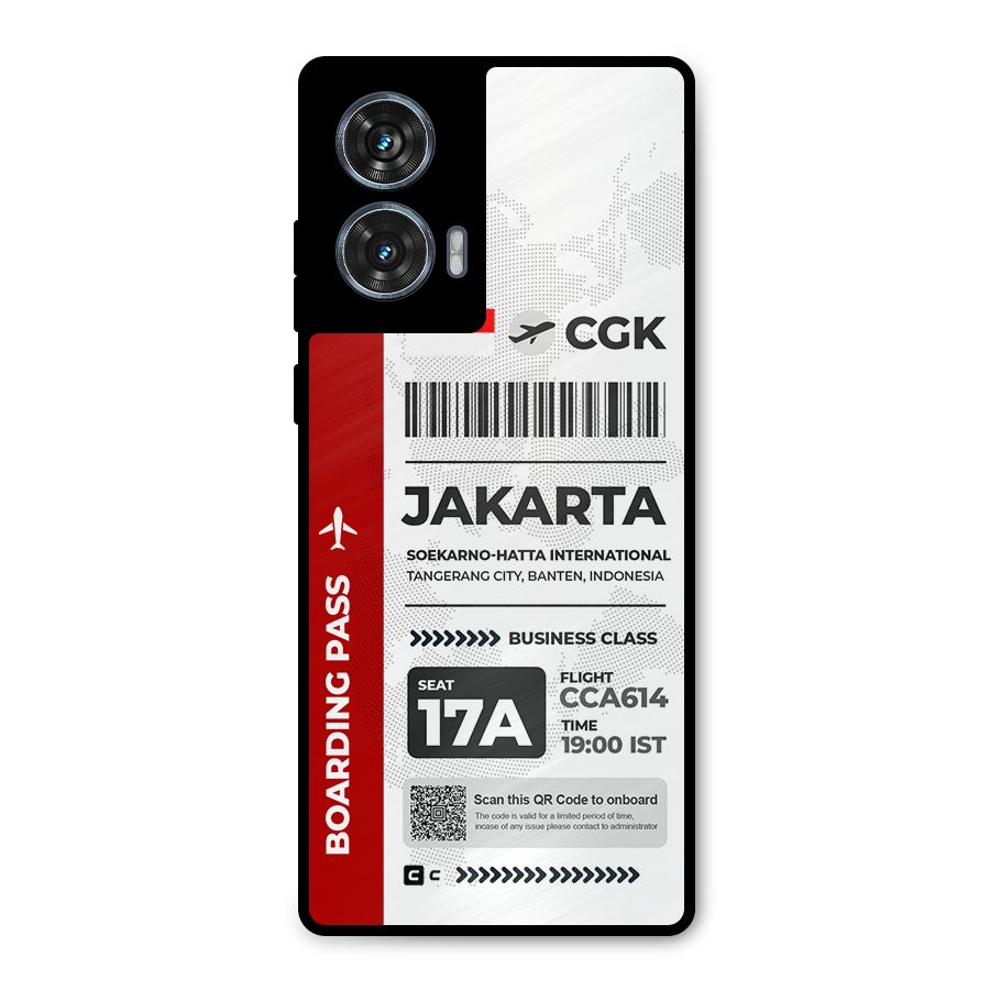 International Boarding Pass Jakarta Metal Back Case for Motorola Edge 50 Fusion