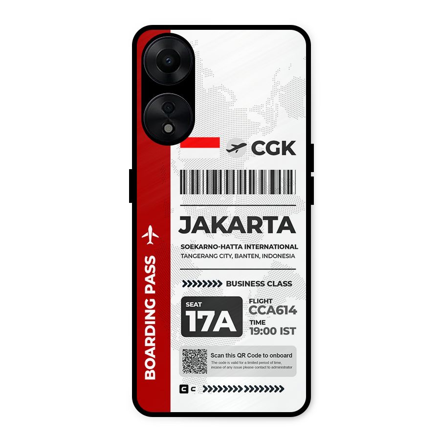 International Boarding Pass Jakarta Metal Back Case for Oppo A78 5G