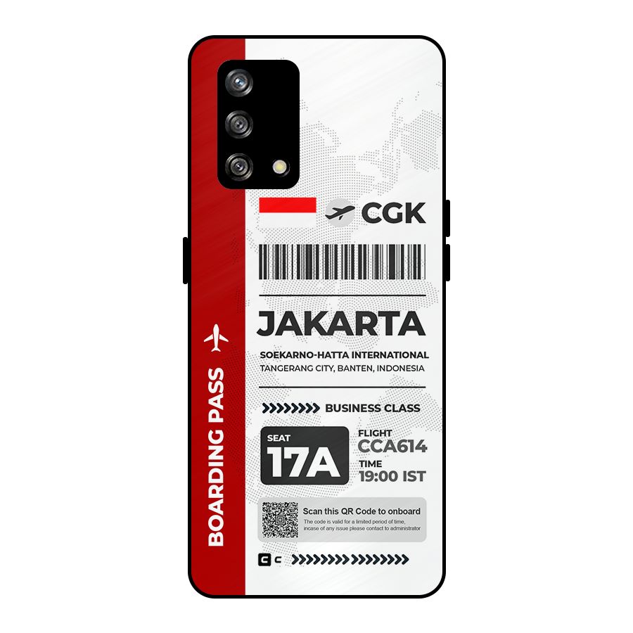 International Boarding Pass Jakarta Metal Back Case for Oppo F19
