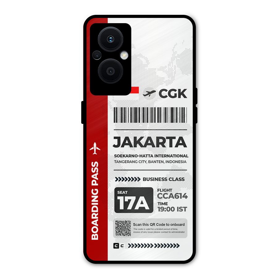 International Boarding Pass Jakarta Metal Back Case for Oppo F21s Pro 5G