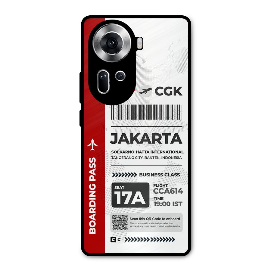 International Boarding Pass Jakarta Metal Back Case for Oppo Reno11 5G