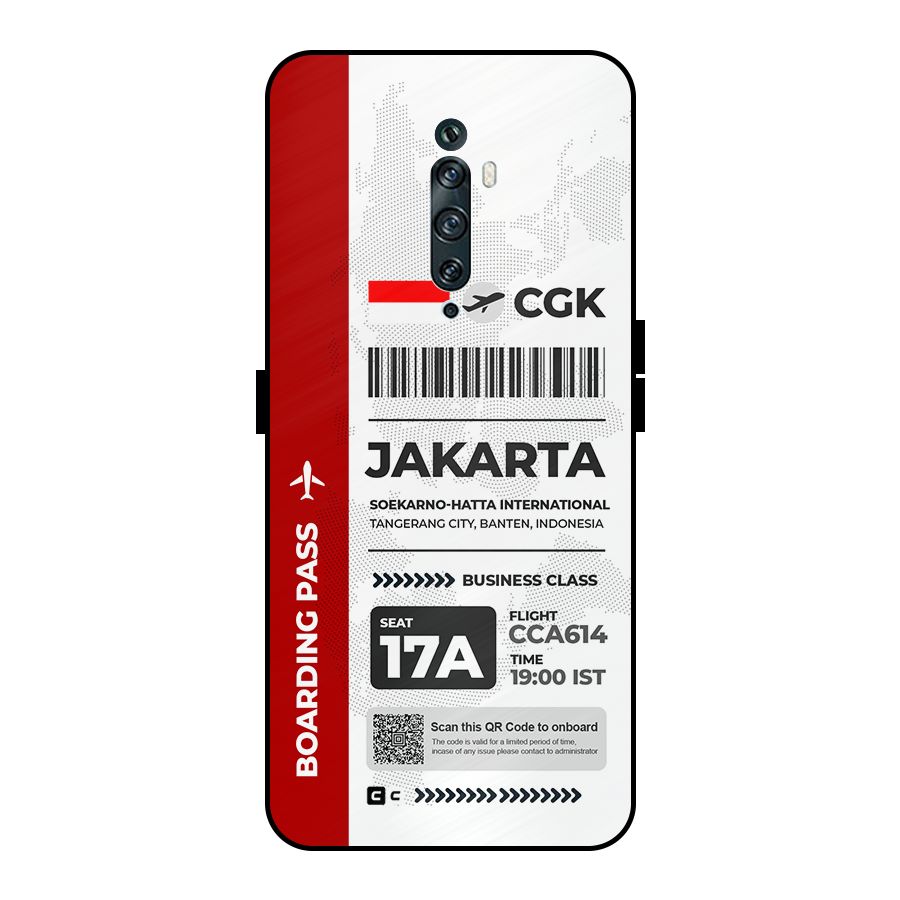 International Boarding Pass Jakarta Metal Back Case for Oppo Reno2 F