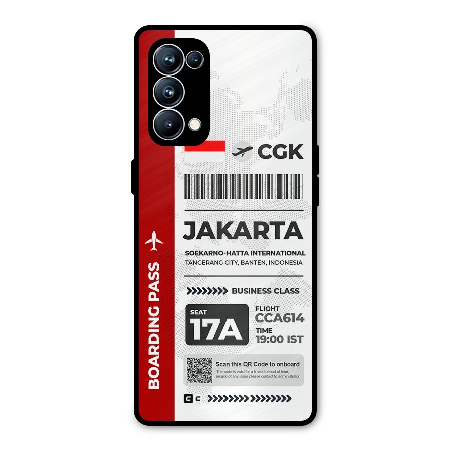 International Boarding Pass Jakarta Metal Back Case for Oppo Reno5 Pro 5G