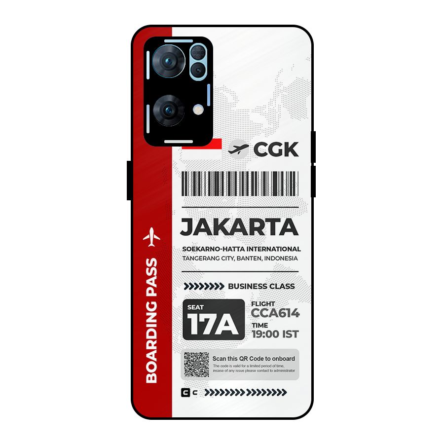 International Boarding Pass Jakarta Metal Back Case for Oppo Reno7 Pro 5G