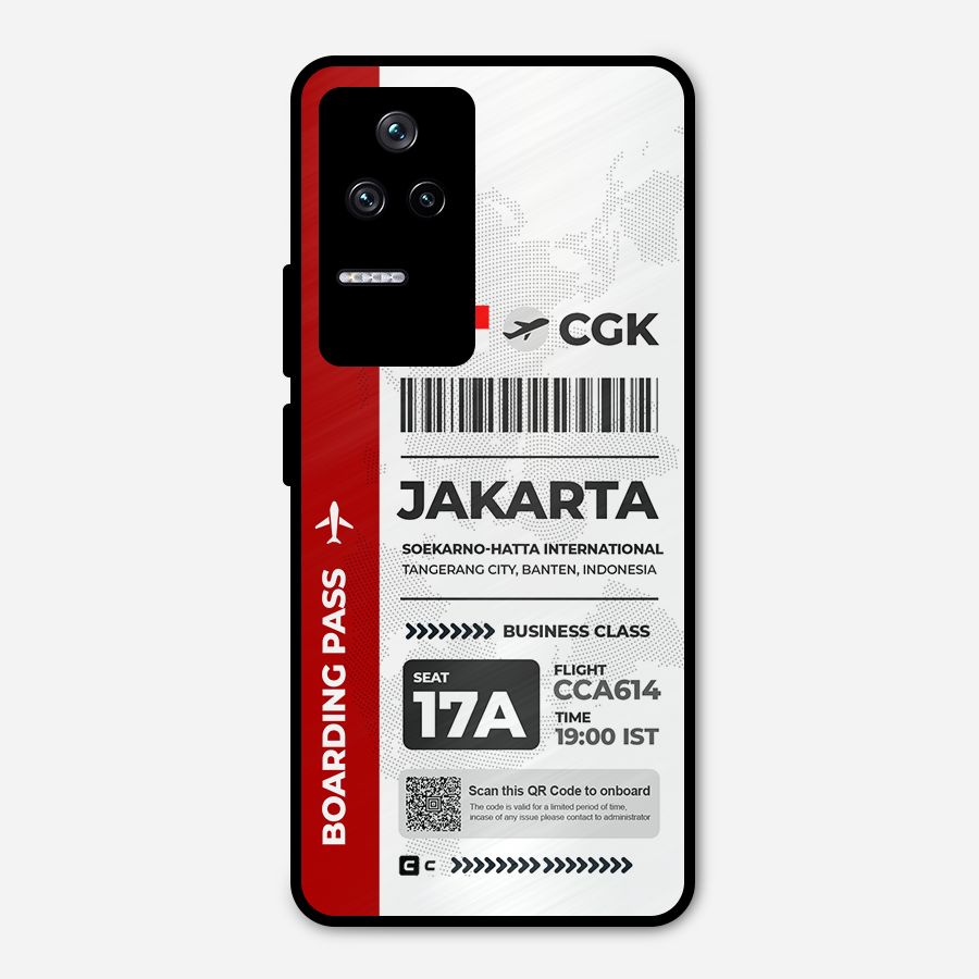 International Boarding Pass Jakarta Metal Back Case for Poco F4 5G
