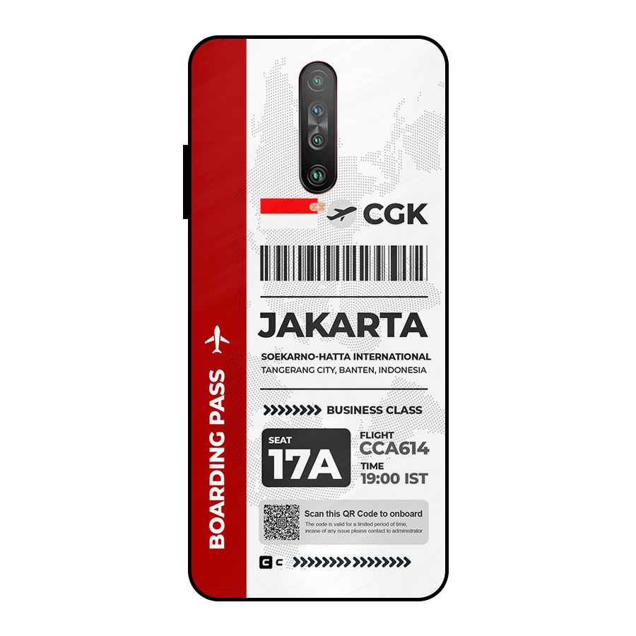International Boarding Pass Jakarta Metal Back Case for Poco X2