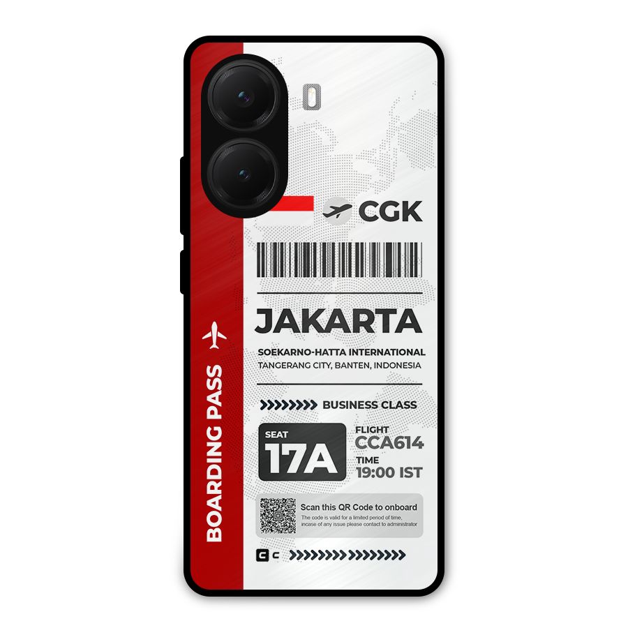 International Boarding Pass Jakarta Metal Back Case for Poco X7 Pro
