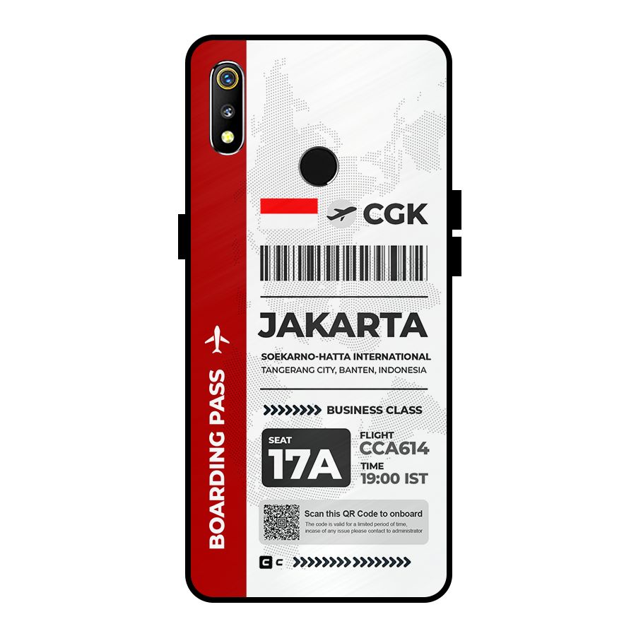 International Boarding Pass Jakarta Metal Back Case for Realme 3i