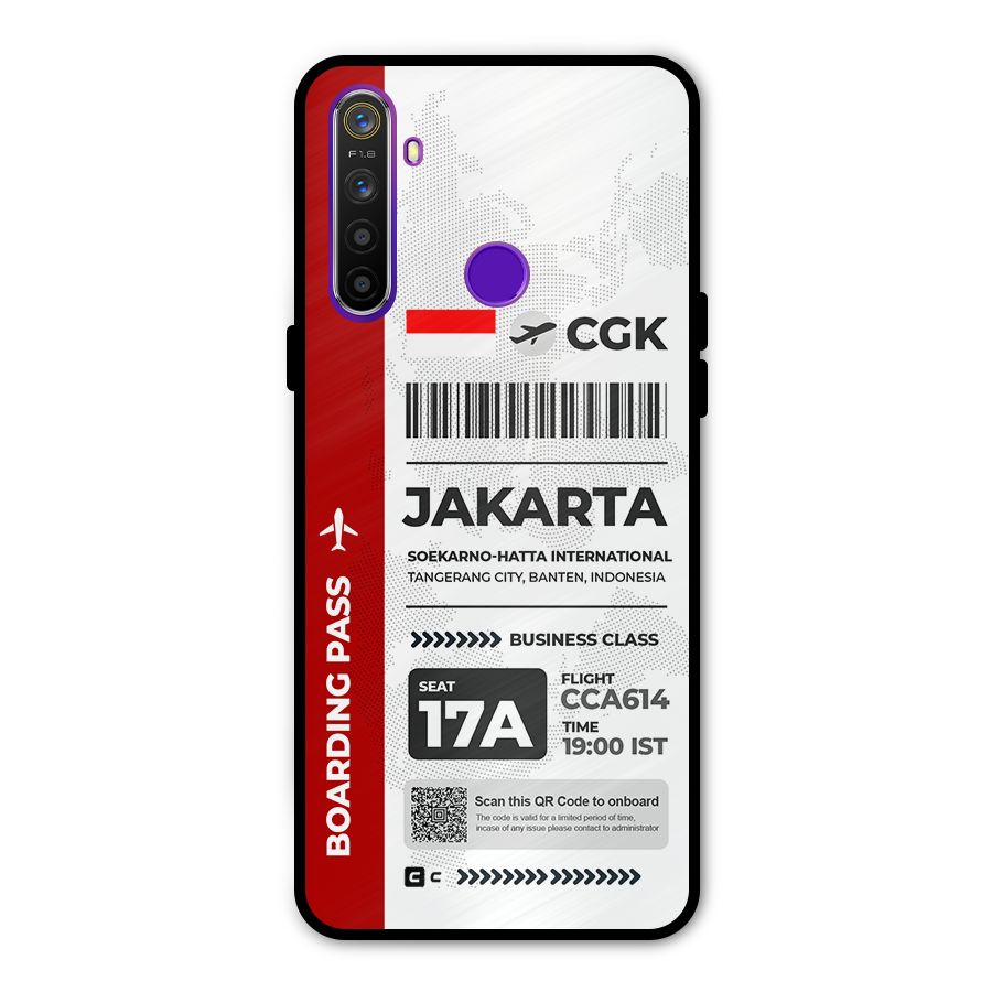 International Boarding Pass Jakarta Metal Back Case for Realme 5i