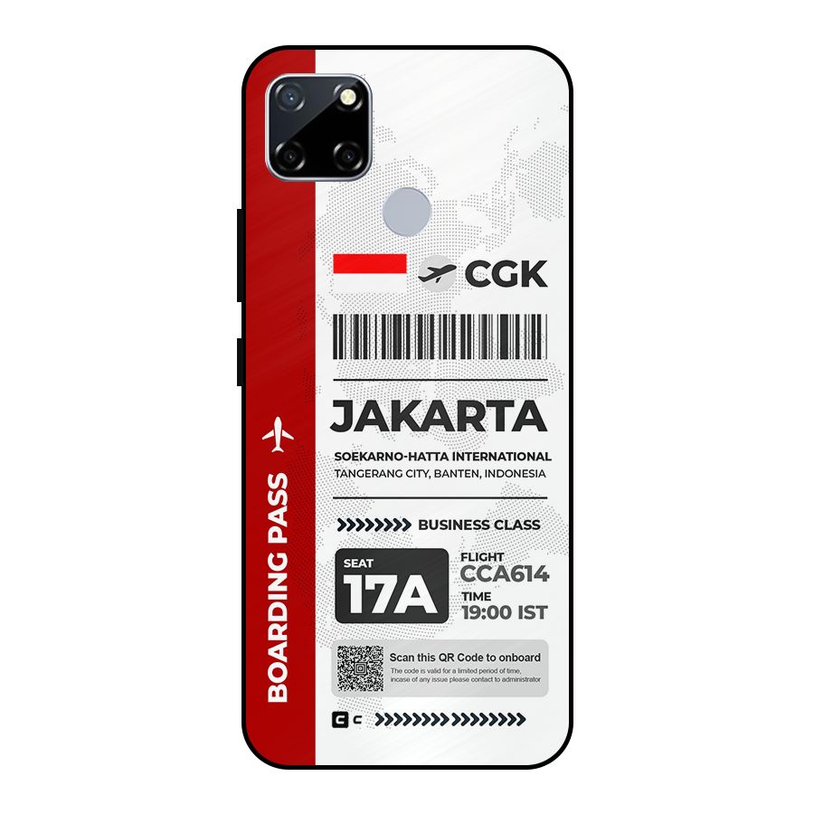 International Boarding Pass Jakarta Metal Back Case for Realme Narzo 20