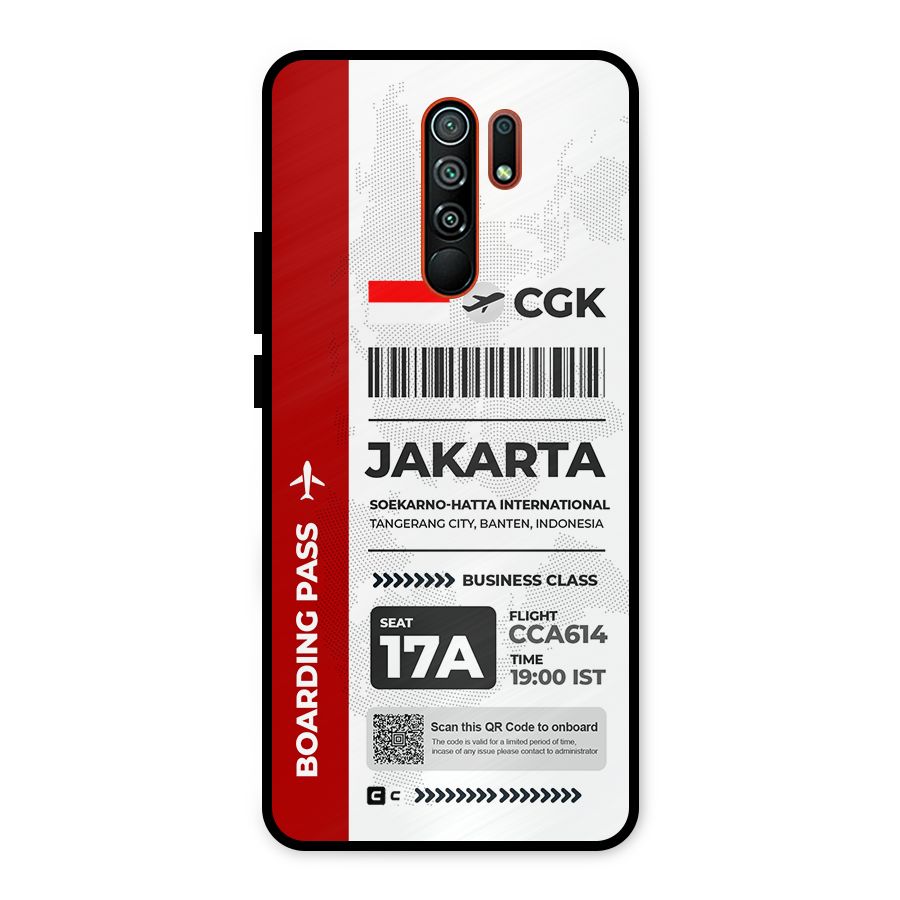 International Boarding Pass Jakarta Metal Back Case for Redmi 9 Prime