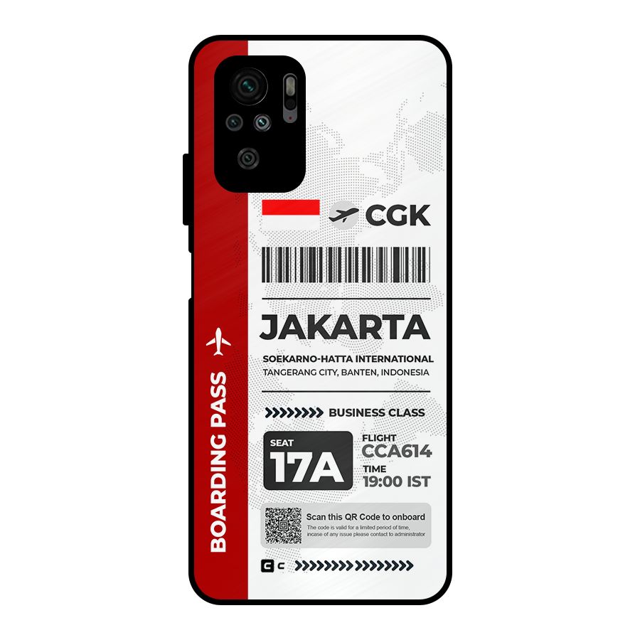 International Boarding Pass Jakarta Metal Back Case for Redmi Note 10S