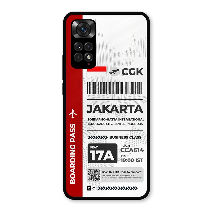 International Boarding Pass Jakarta Metal Back Case for Redmi Note 11s