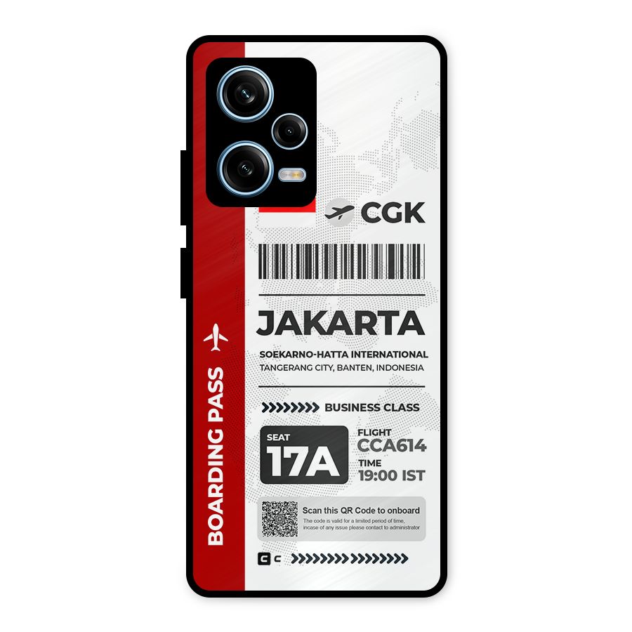 International Boarding Pass Jakarta Metal Back Case for Redmi Note 12 Pro