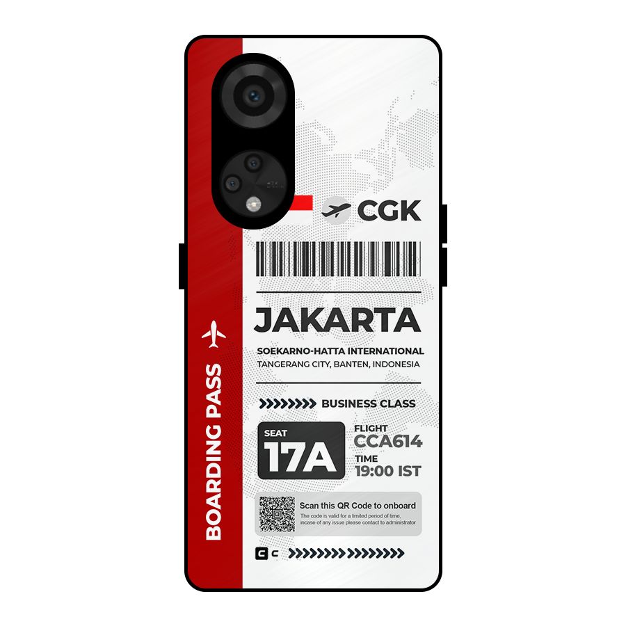 International Boarding Pass Jakarta Metal Back Case for Reno8 T 5G