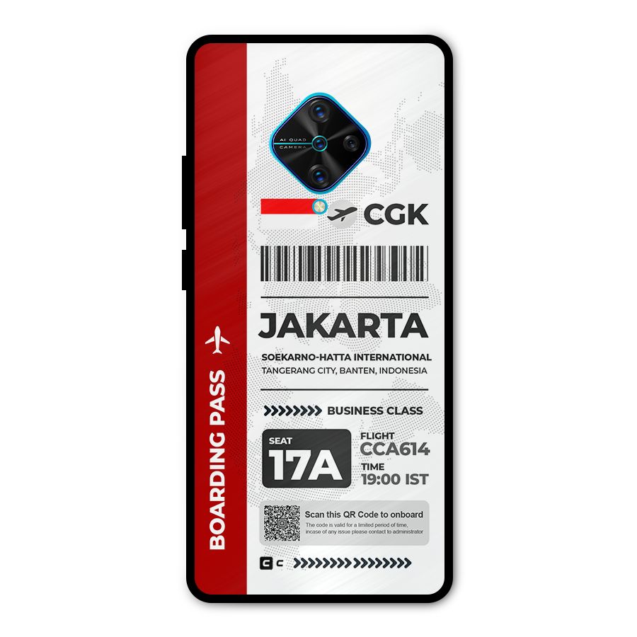 International Boarding Pass Jakarta Metal Back Case for Vivo S1 Pro