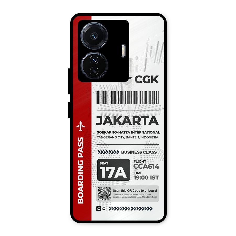 International Boarding Pass Jakarta Metal Back Case for Vivo T1 Pro