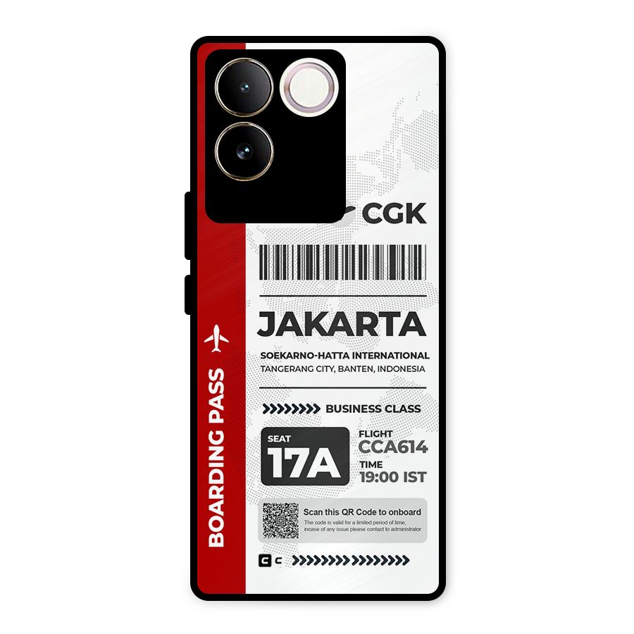 International Boarding Pass Jakarta Metal Back Case for Vivo T2 Pro