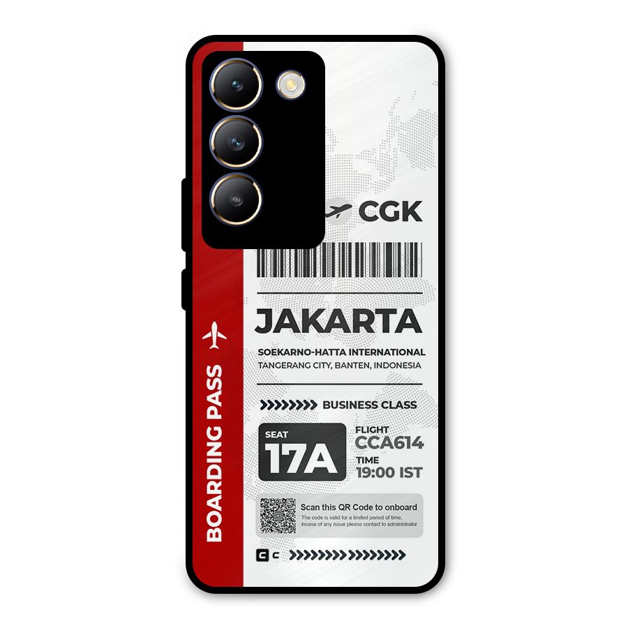 International Boarding Pass Jakarta Metal Back Case for Vivo T3 5G