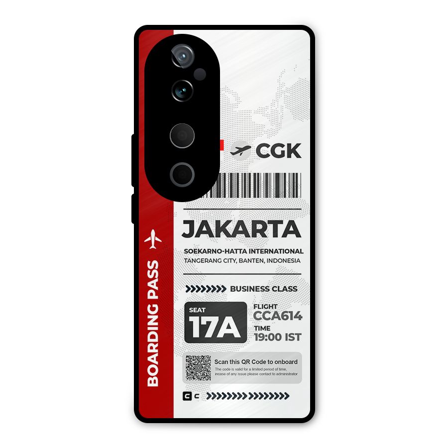 International Boarding Pass Jakarta Metal Back Case for Vivo T3 Ultra