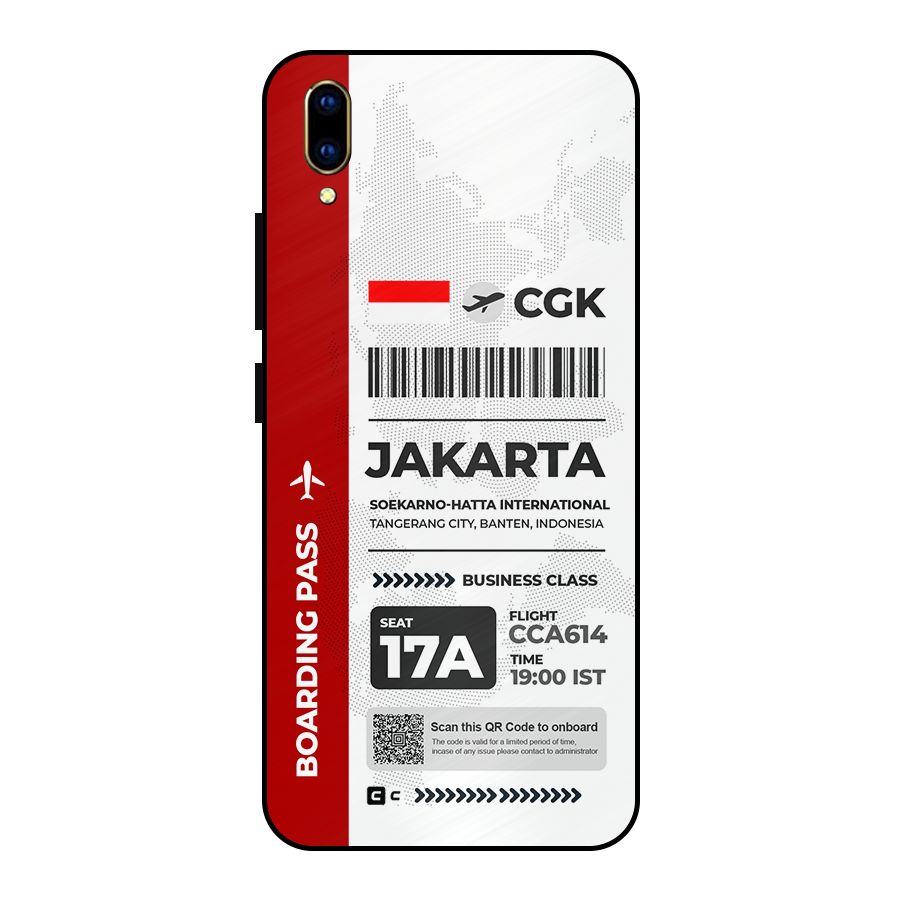 International Boarding Pass Jakarta Metal Back Case for Vivo V11 Pro