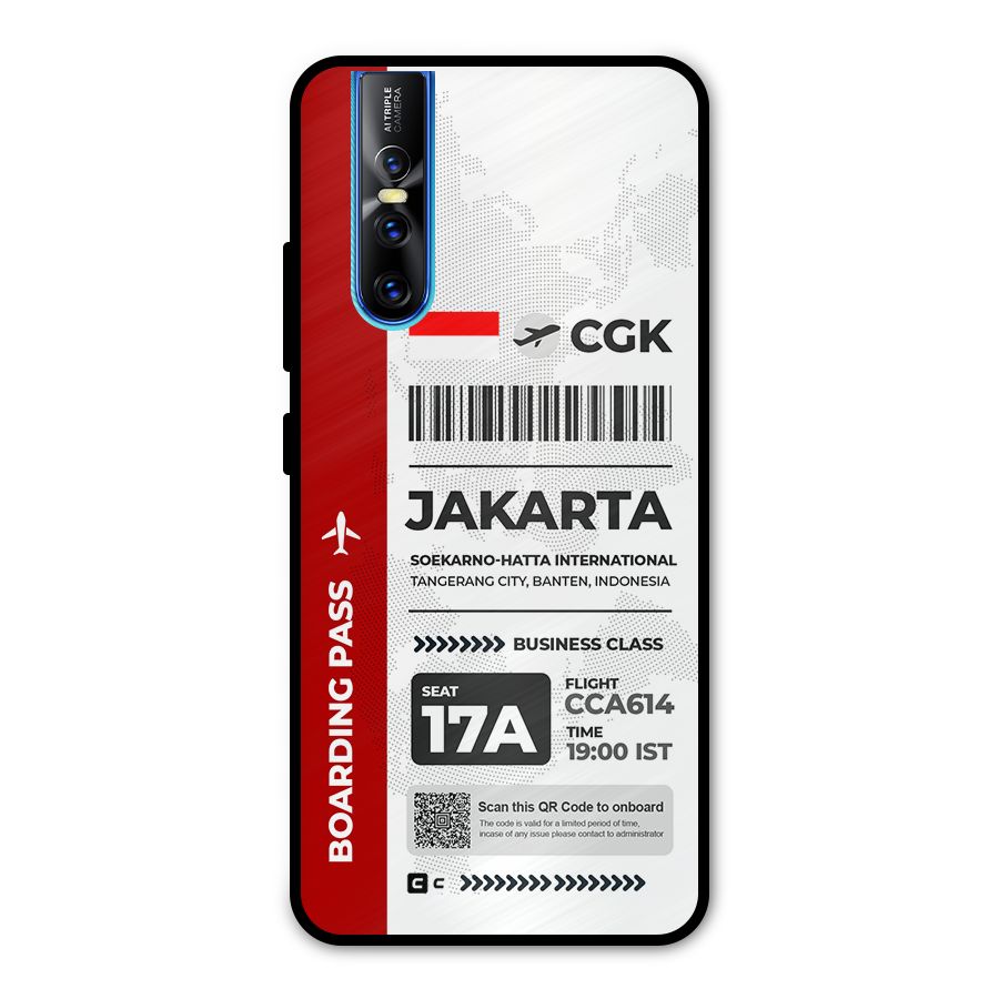 International Boarding Pass Jakarta Metal Back Case for Vivo V15 Pro