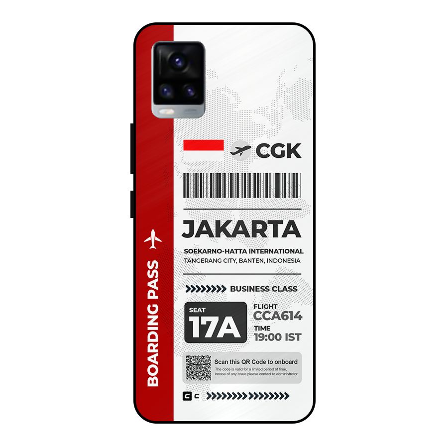 International Boarding Pass Jakarta Metal Back Case for Vivo V20