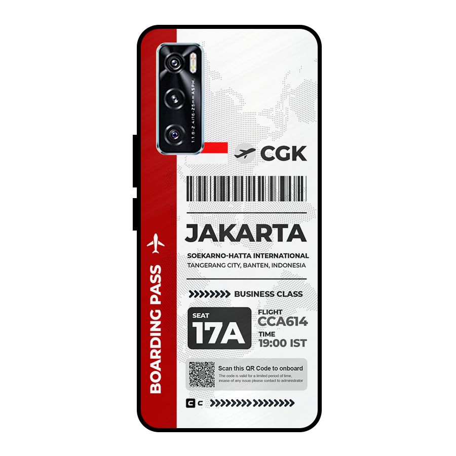 International Boarding Pass Jakarta Metal Back Case for Vivo V20 SE