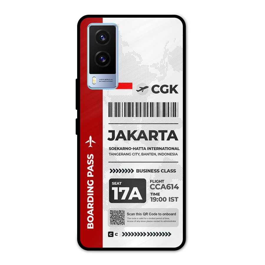 International Boarding Pass Jakarta Metal Back Case for Vivo V21e 5G