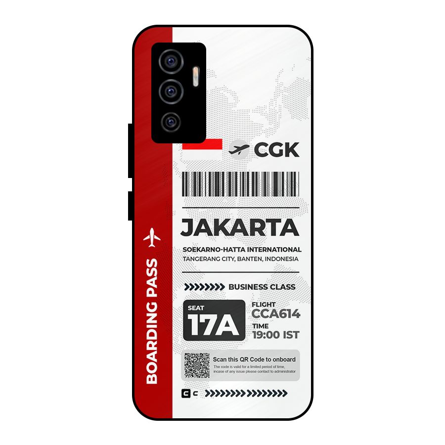 International Boarding Pass Jakarta Metal Back Case for Vivo V23e