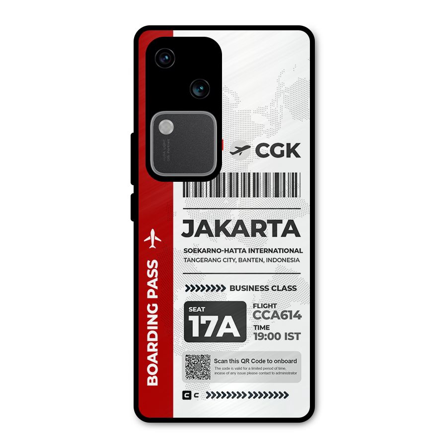 International Boarding Pass Jakarta Metal Back Case for Vivo V30 Pro