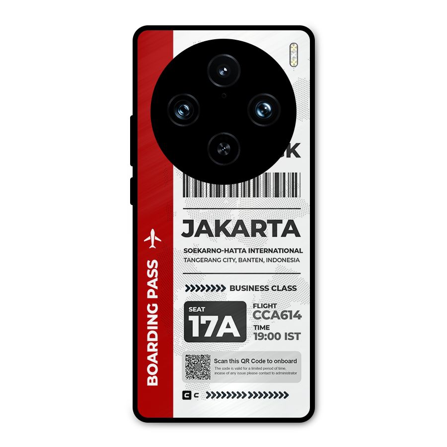 International Boarding Pass Jakarta Metal Back Case for Vivo X100 Pro