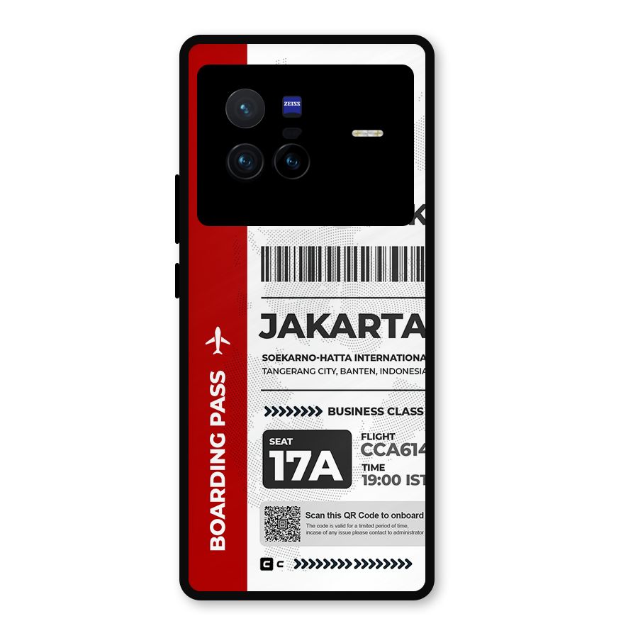International Boarding Pass Jakarta Metal Back Case for Vivo X80