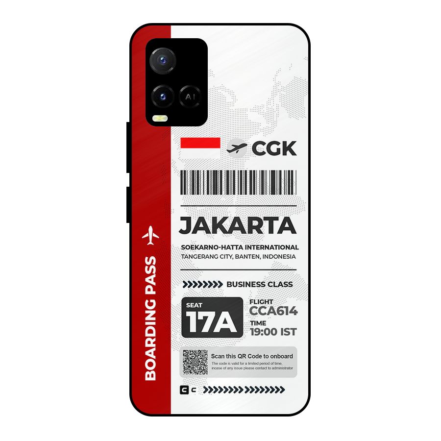 International Boarding Pass Jakarta Metal Back Case for Vivo Y21A