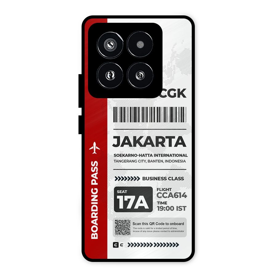 International Boarding Pass Jakarta Metal Back Case for Xiaomi 14 Pro