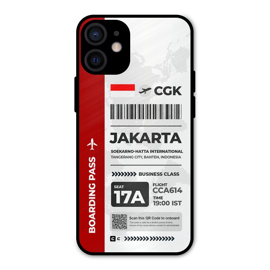 International Boarding Pass Jakarta Metal Back Case for iPhone 12 Mini