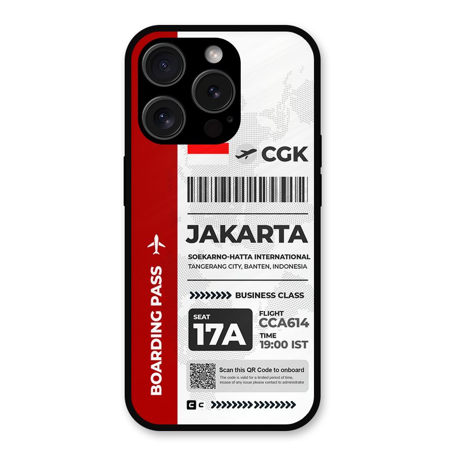 International Boarding Pass Jakarta Metal Back Case for iPhone 15 Pro