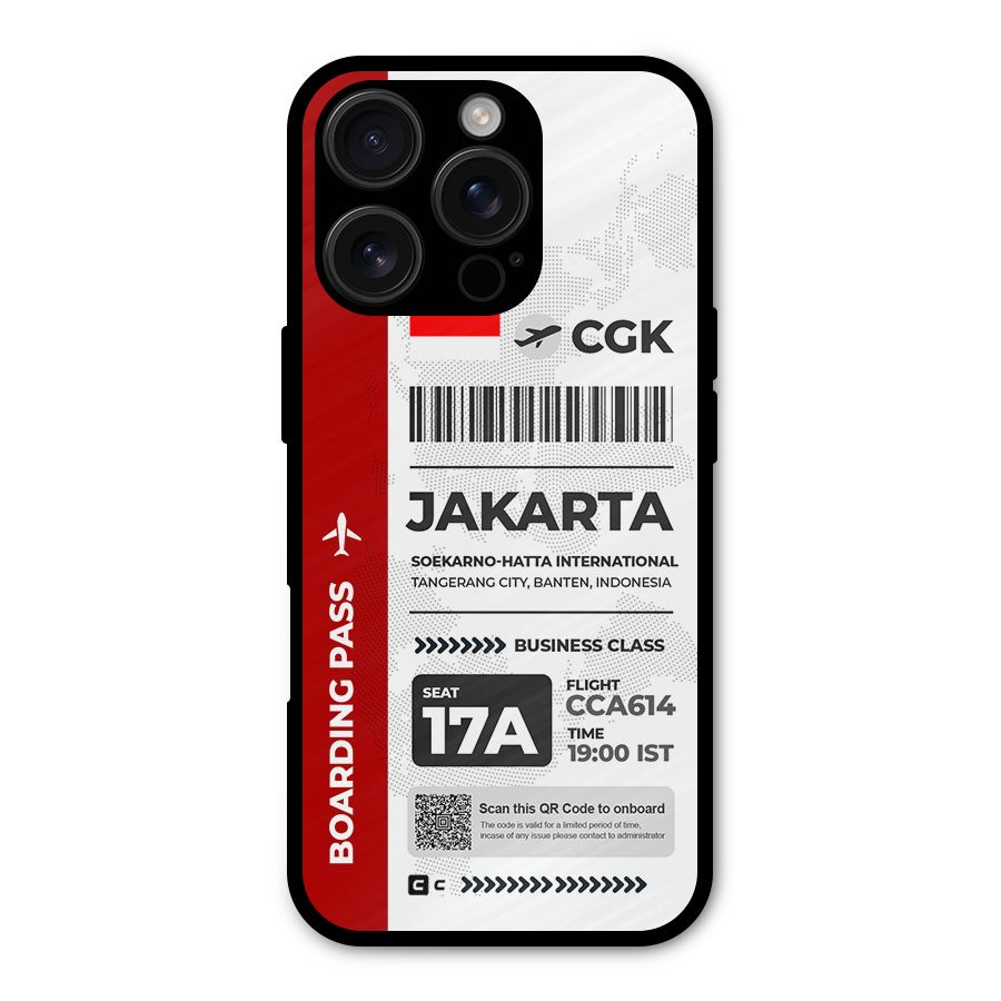 International Boarding Pass Jakarta Metal Back Case for iPhone 16 Pro