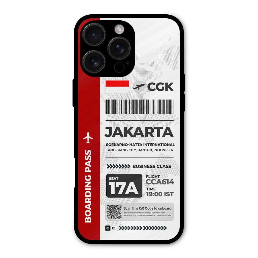International Boarding Pass Jakarta Metal Back Case for iPhone 16 Pro Max