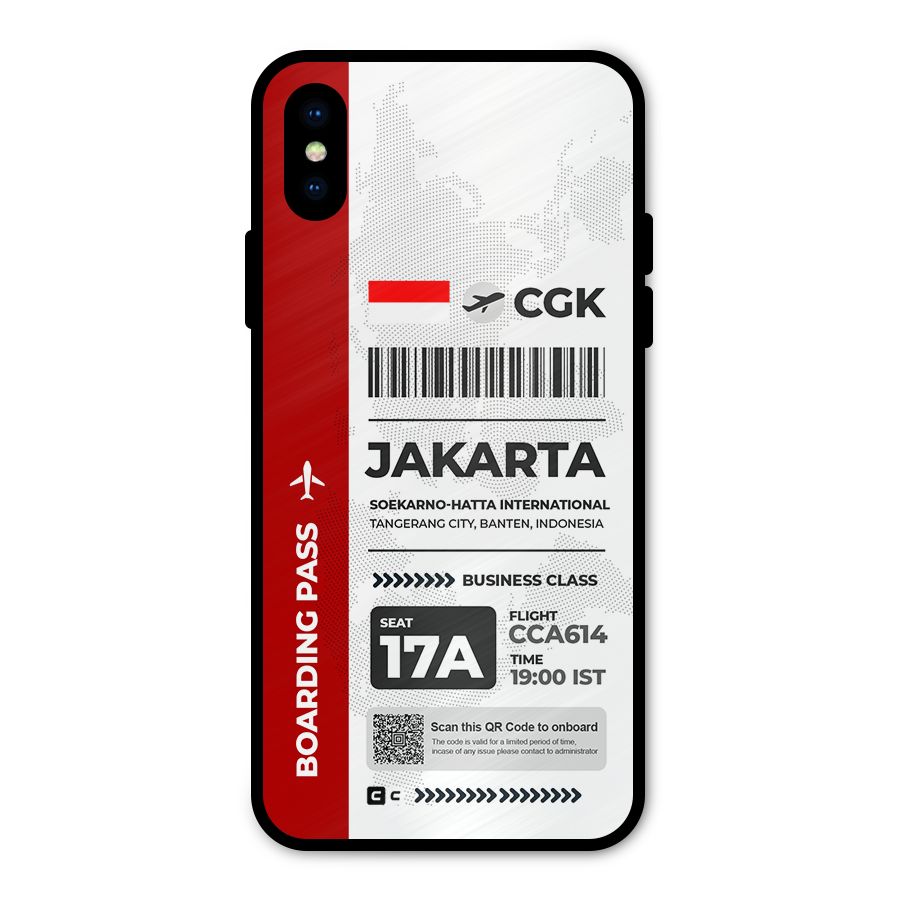 International Boarding Pass Jakarta Metal Back Case for iPhone X
