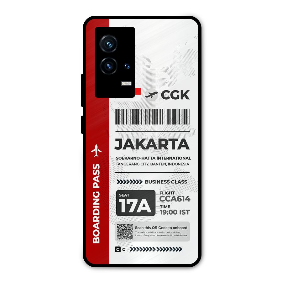 International Boarding Pass Jakarta Metal Back Case for iQOO 9 5G