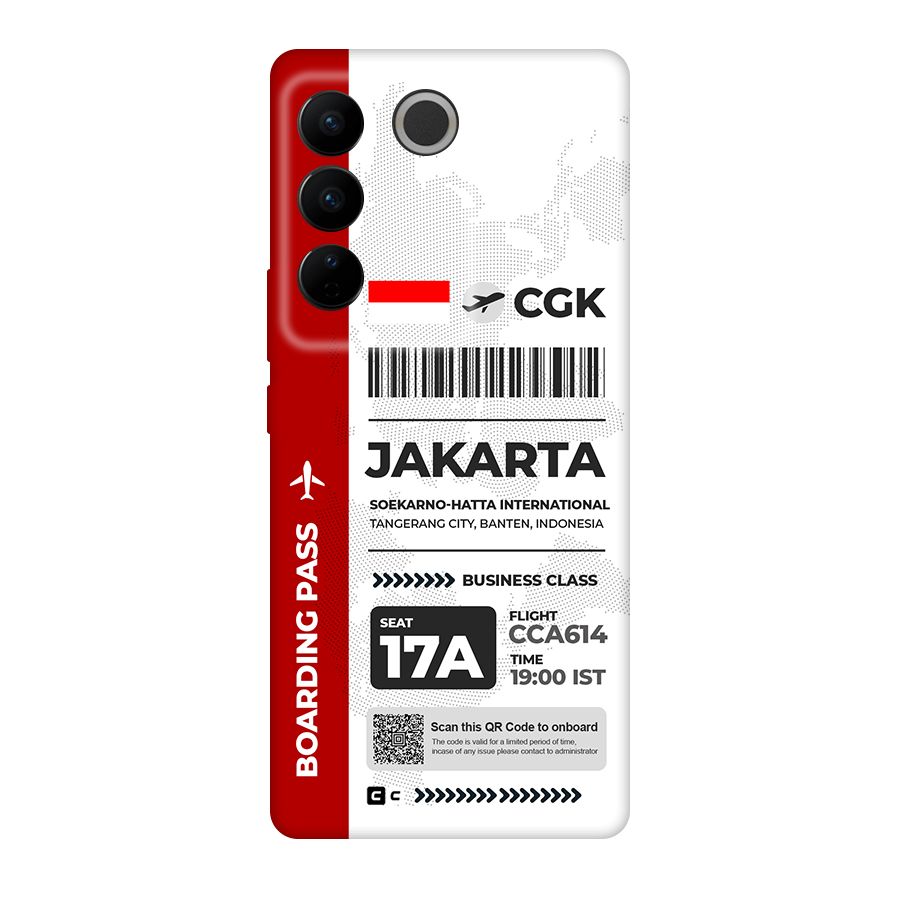 International Boarding Pass Jakarta Original Polycarbonate Back Case for Vivo V27