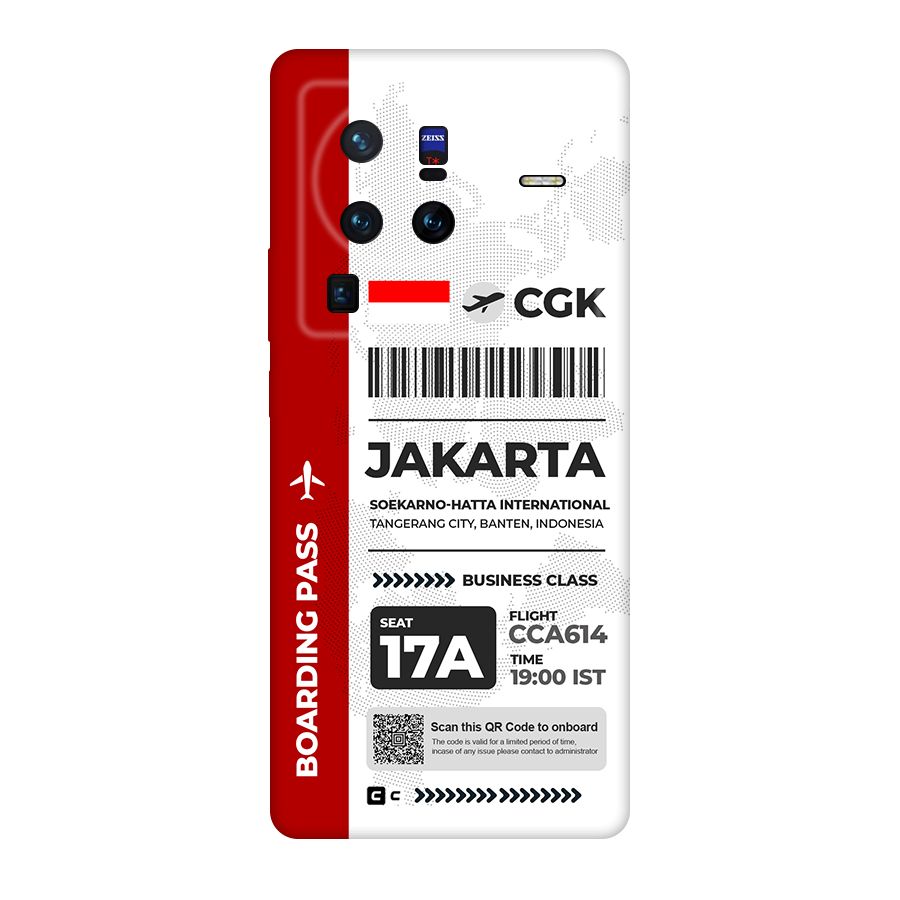 International Boarding Pass Jakarta Original Polycarbonate Back Case for Vivo X80