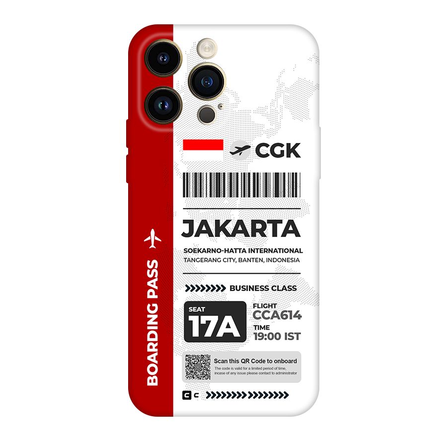 International Boarding Pass Jakarta Original Polycarbonate Back Case for iPhone 14 Pro Max