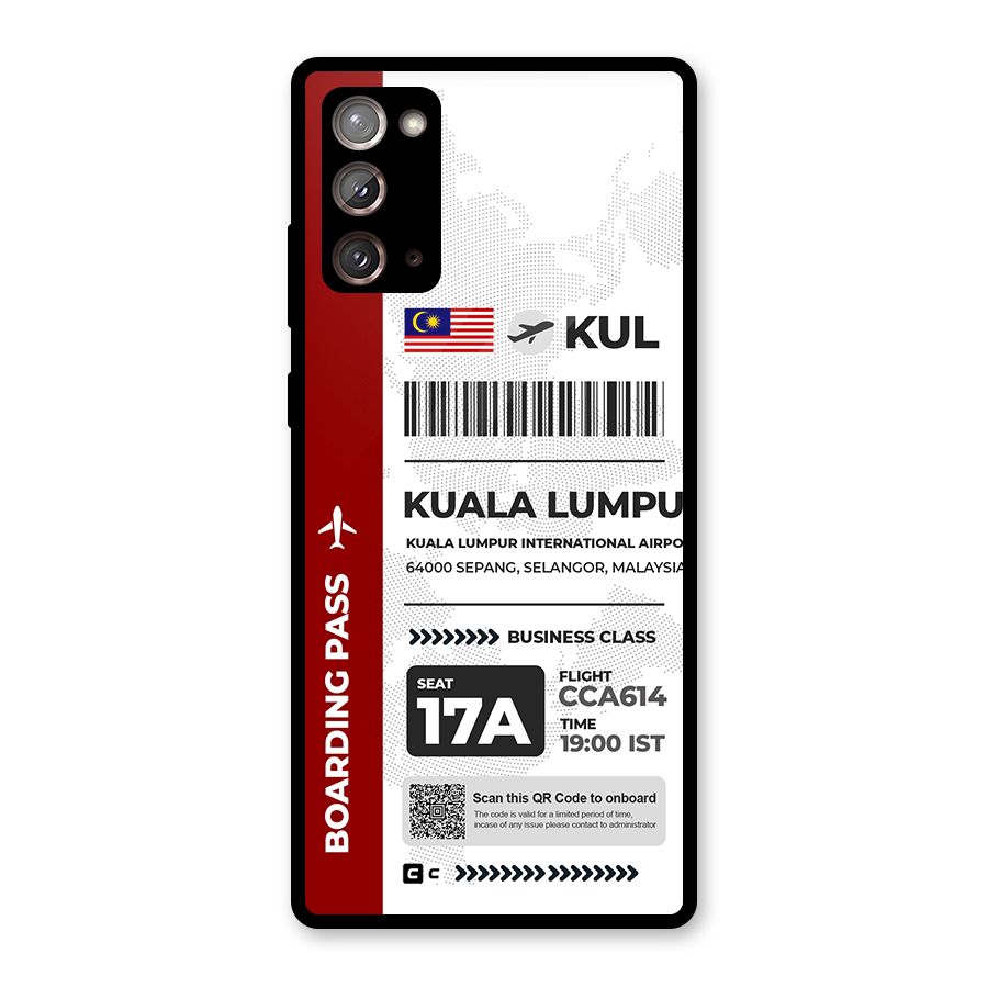 International Boarding Pass Kuala Lumpur Glass Back Case for Galaxy Note 20