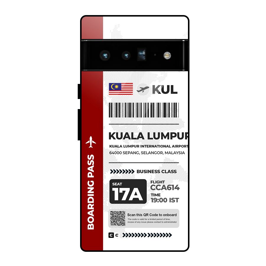 International Boarding Pass Kuala Lumpur Glass Back Case for Google Pixel 6 Pro